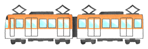 電車（オレンジ）のイラスト