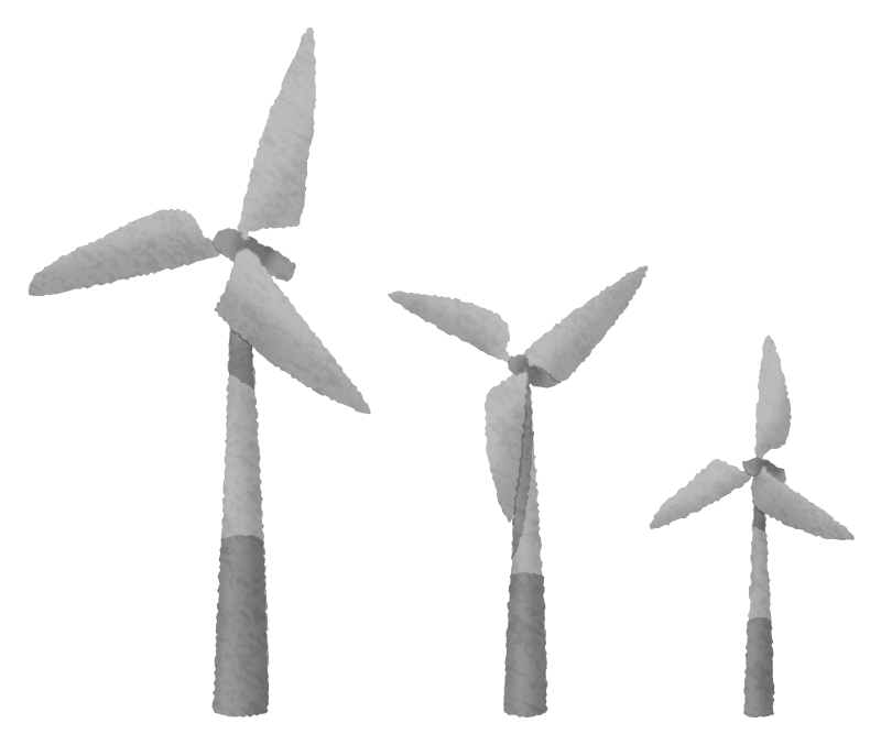 風力発電（風力タービン）のかわいいフリーイラスト素材