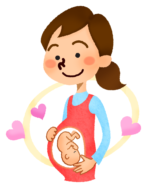 Pregnant woman with hearts