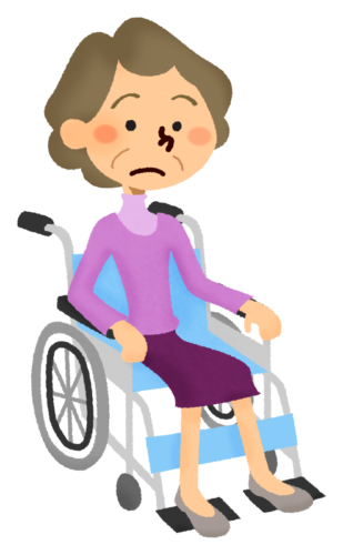 車椅子の年配女性のイラスト