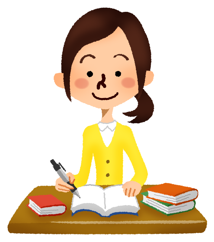 Smiling woman studying
