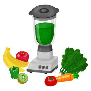 ジューサーミキサーと果物と野菜