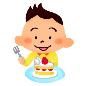Boy eating cake