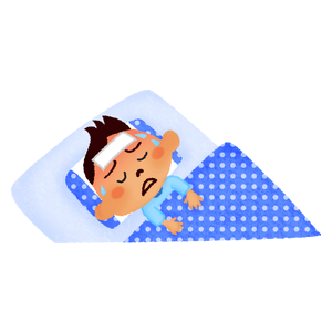 Niño enfermo en cama