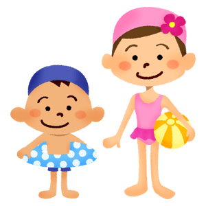 Niños en trajes de baño