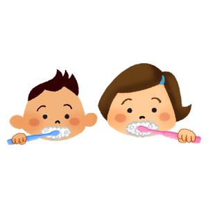 Niños lavando los dientes