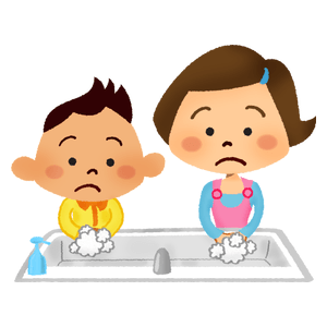 Niños que se lavan las manos
