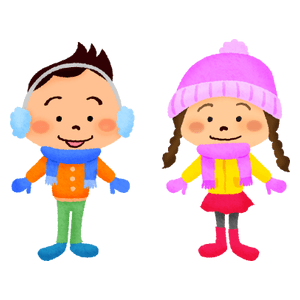 Niños en ropa de invierno.