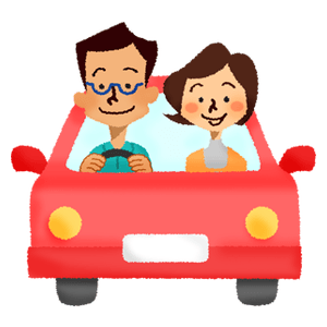 Couple driving in car