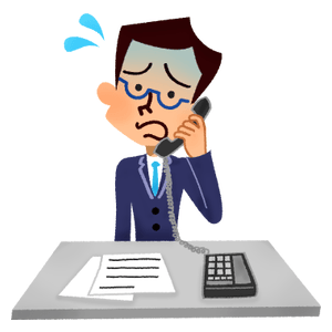 Panicked businessman talking on the phone