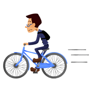 Empleado que va al trabajo en bicicleta.