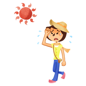 Woman sweating on a hot day
