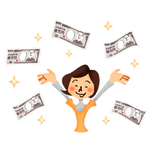 Mujer feliz con el dinero