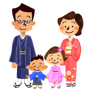 Family in kimono