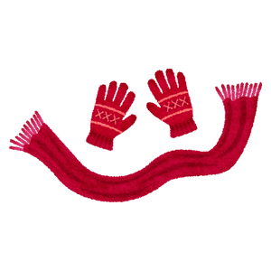 Knitted gloves and scarf