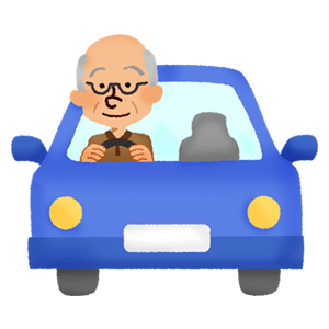 Elderly man driving a car
