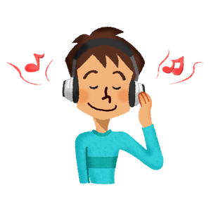 Hombre escuchando música con audífonos/auriculares.