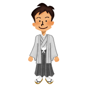 Hombre en kimono para la celebración de la mayoría de edad