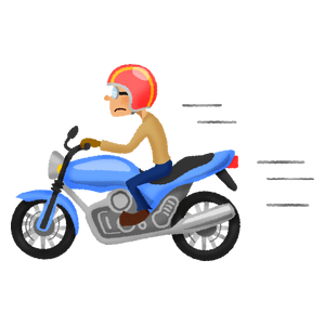 バイクに乗る男性