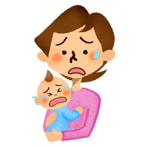 Mamá sosteniendo a su bebé abrazando a su bebé llorando