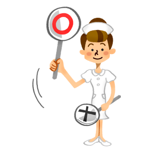 Enfermera sosteniendo letrero de signo 
