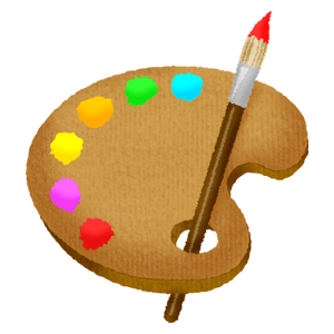 Paint palette with brush