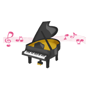 Piano con notas musicales