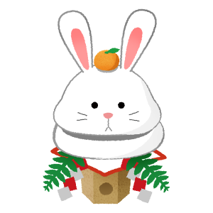 rabbit kagami mochi (New Year's illustration)
