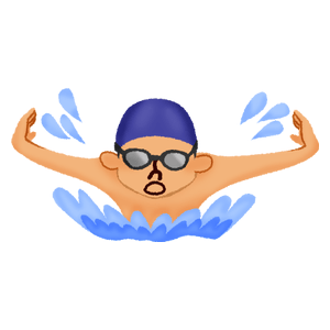 バタフライで泳ぐ男性