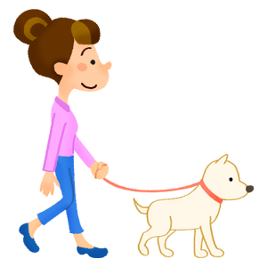 Woman taking dog for a walk
