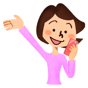 Happy woman looking at cell phone