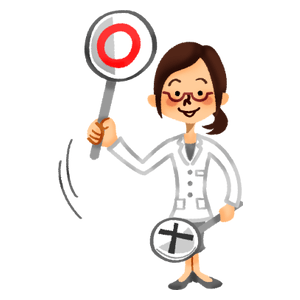 Mujer en la bata médica sosteniendo letrero de signo 