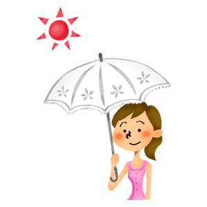 Woman with white UV umbrella
