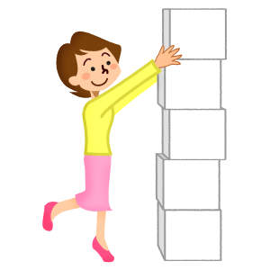 箱を積み上げる女性