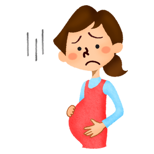 Mujer embarazada que se siente molesta