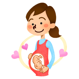 Mujer embarazada con corazones