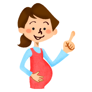 Mujer embarazada señalando con el dedo para arriba